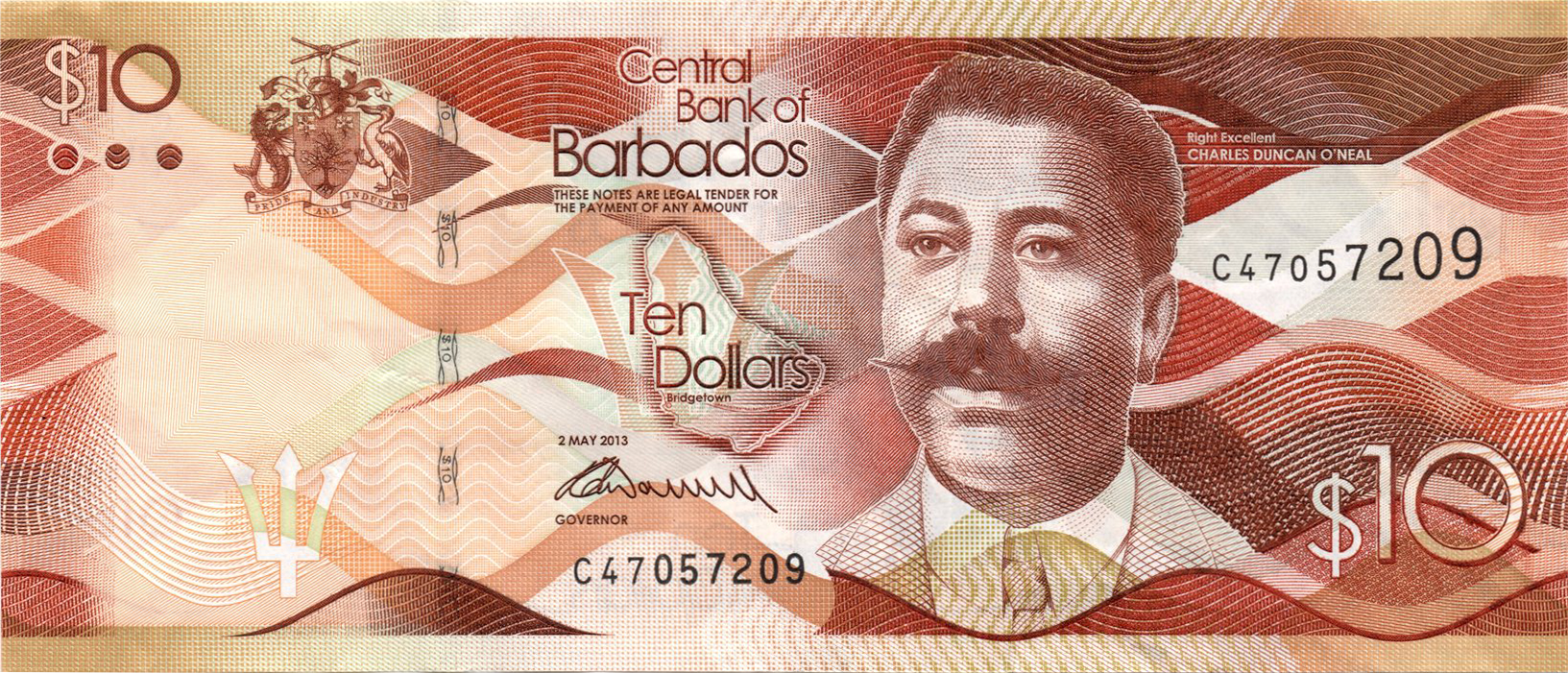 10 доларів 2013 Барбадос