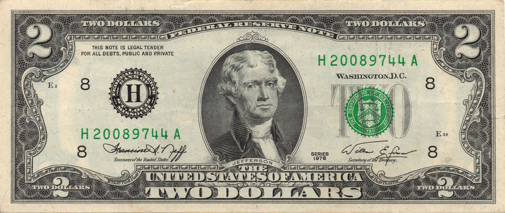 Аверс 2 долари 1976 США