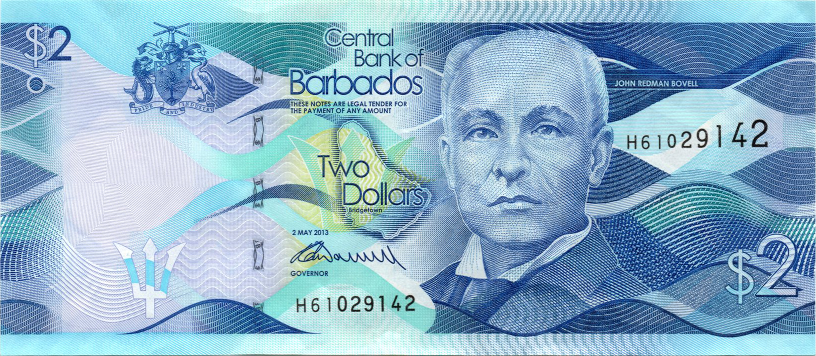 2 долари 2013 Барбадос