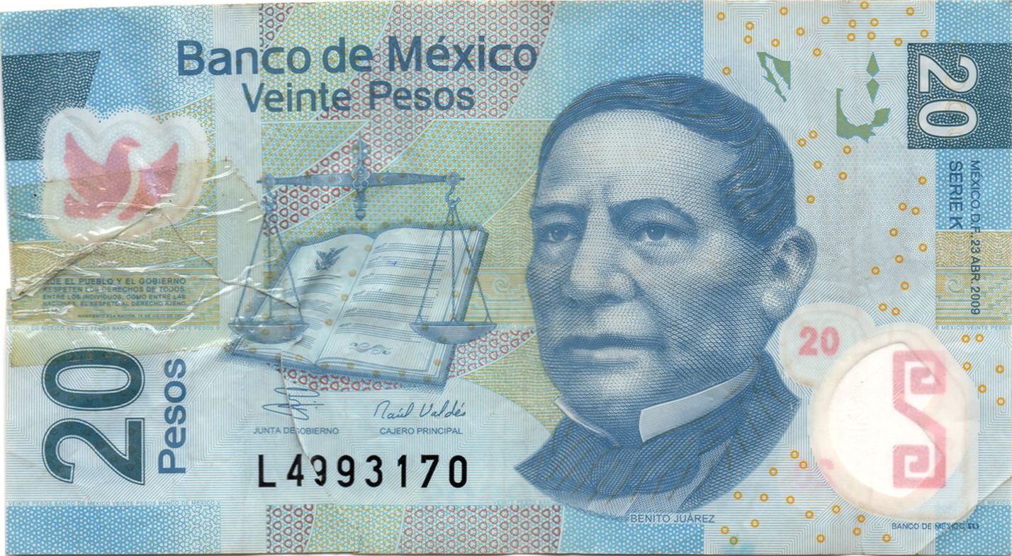 Аверс 20 песо 2009 Мексика