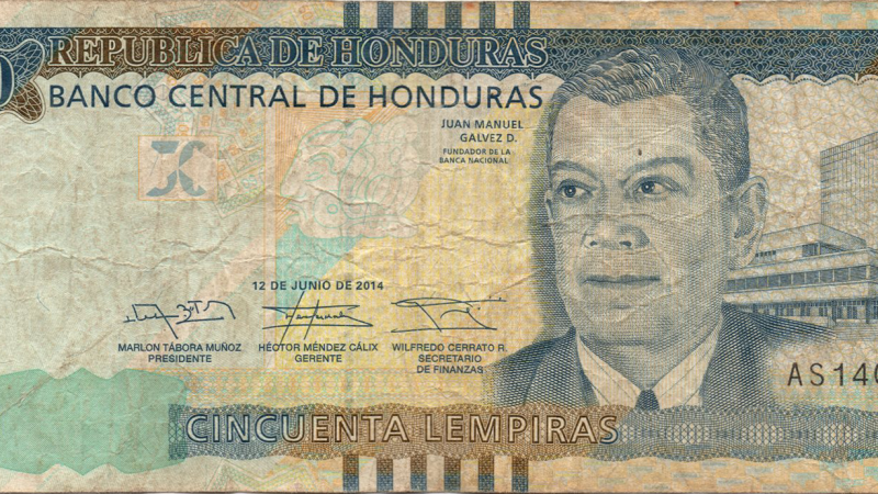 Аверс 50 лемпіри 2014 Гондурас