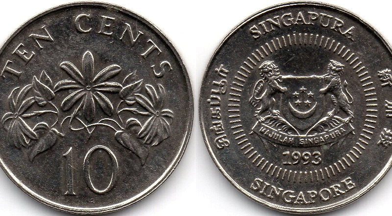10 центів 1993 Сінгапур