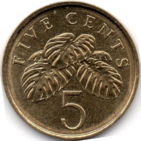 Аверс 5 центів 2009 Сінгапур