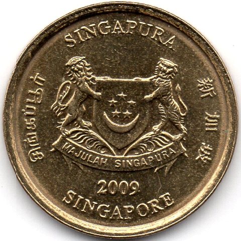 Реверс 5 центів 2009 Сінгапур